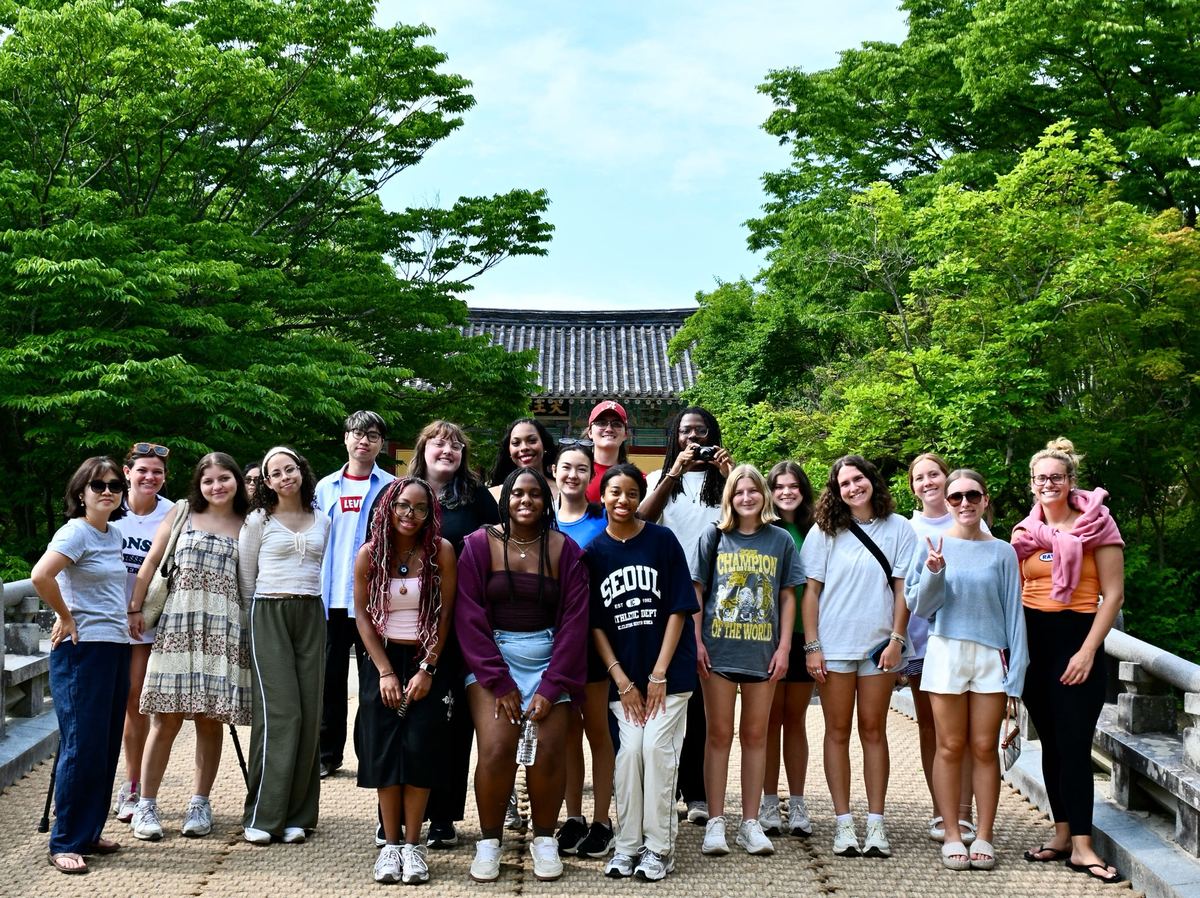 A past group at a temple in Gyeongju