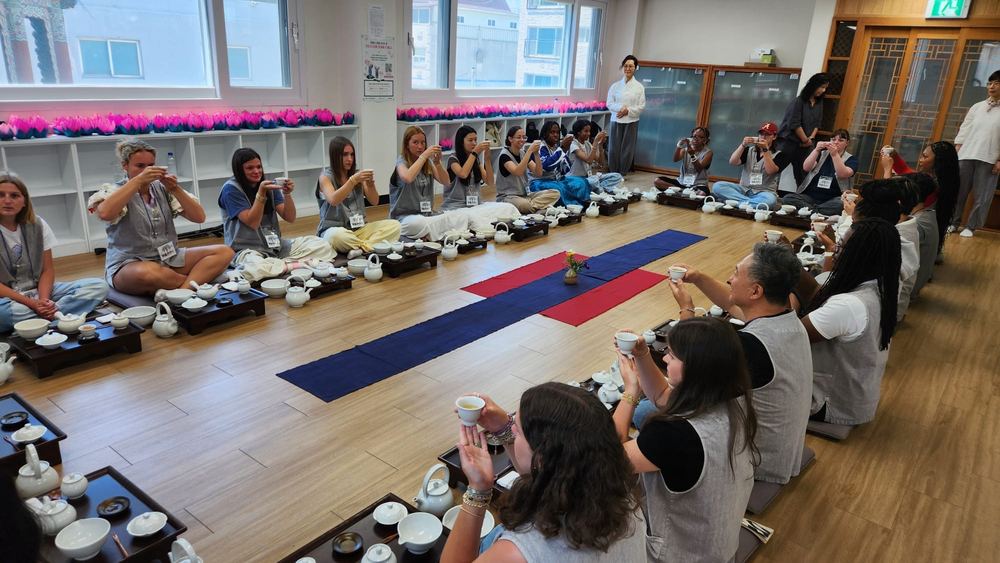 Students at a traditional tea ceremony